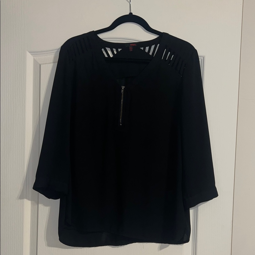 BONGO Black Blouse with Zipper Detail